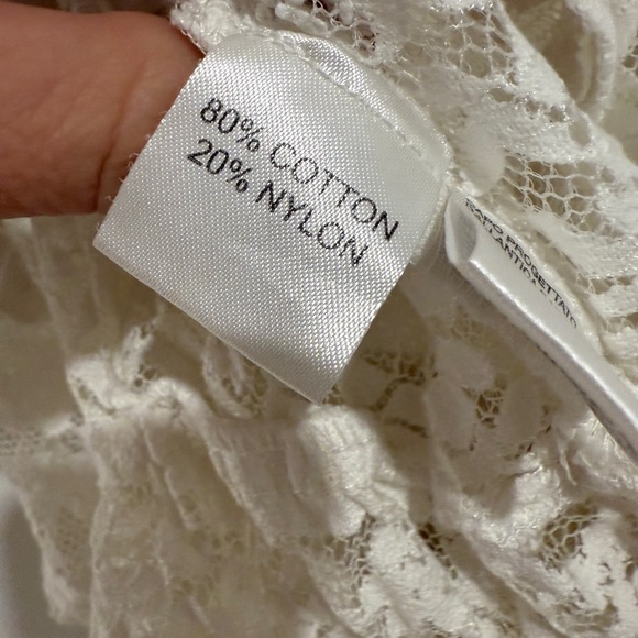 Antica Sartoria Cream Ruffled Tiered Lace Mini Dress with Bishop Sleeves - Picture 6 of 8